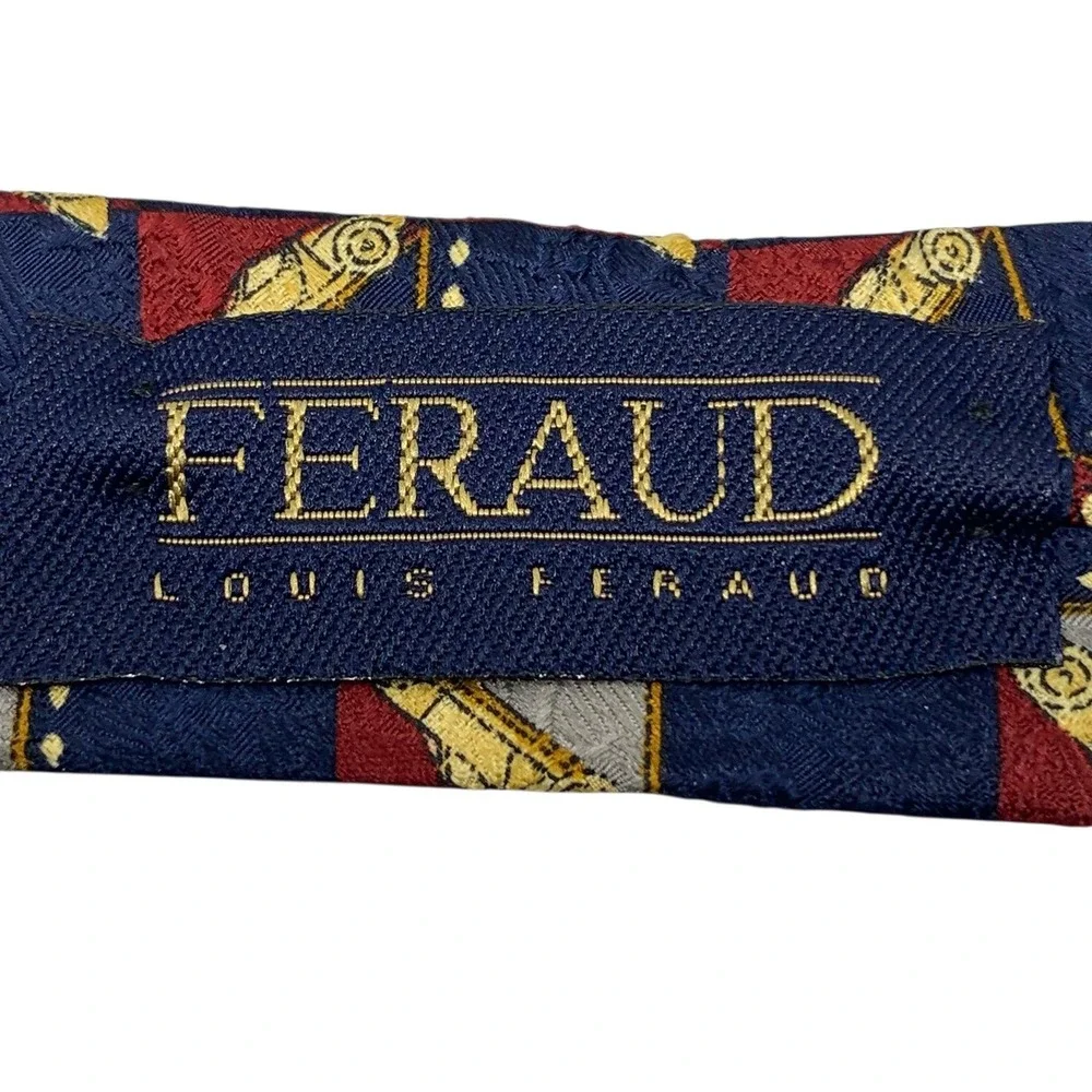 Louis‎ Feraud Men's Silk Necktie Classic Car Design Navy/Red Tie